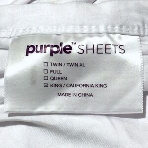 Purple Sheets Flat Sheet King California King White Bamboo Lycra Excellent
